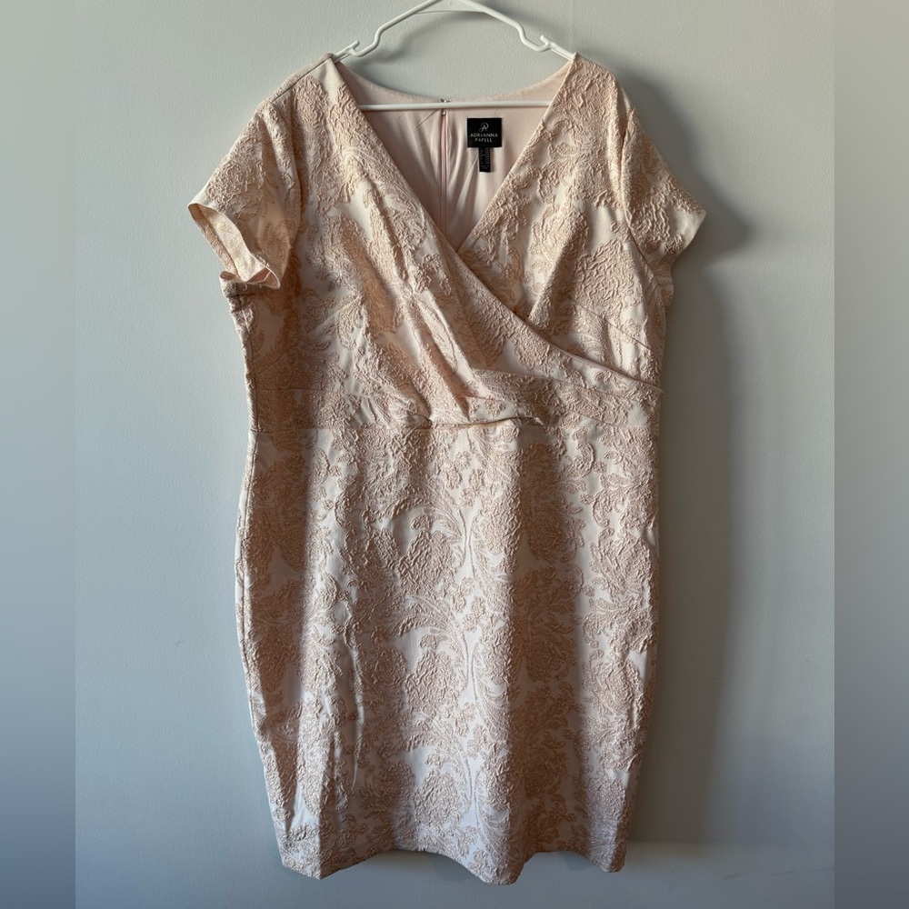 Adrianna Papell Light Blush Pink Embroidered Midi Dress